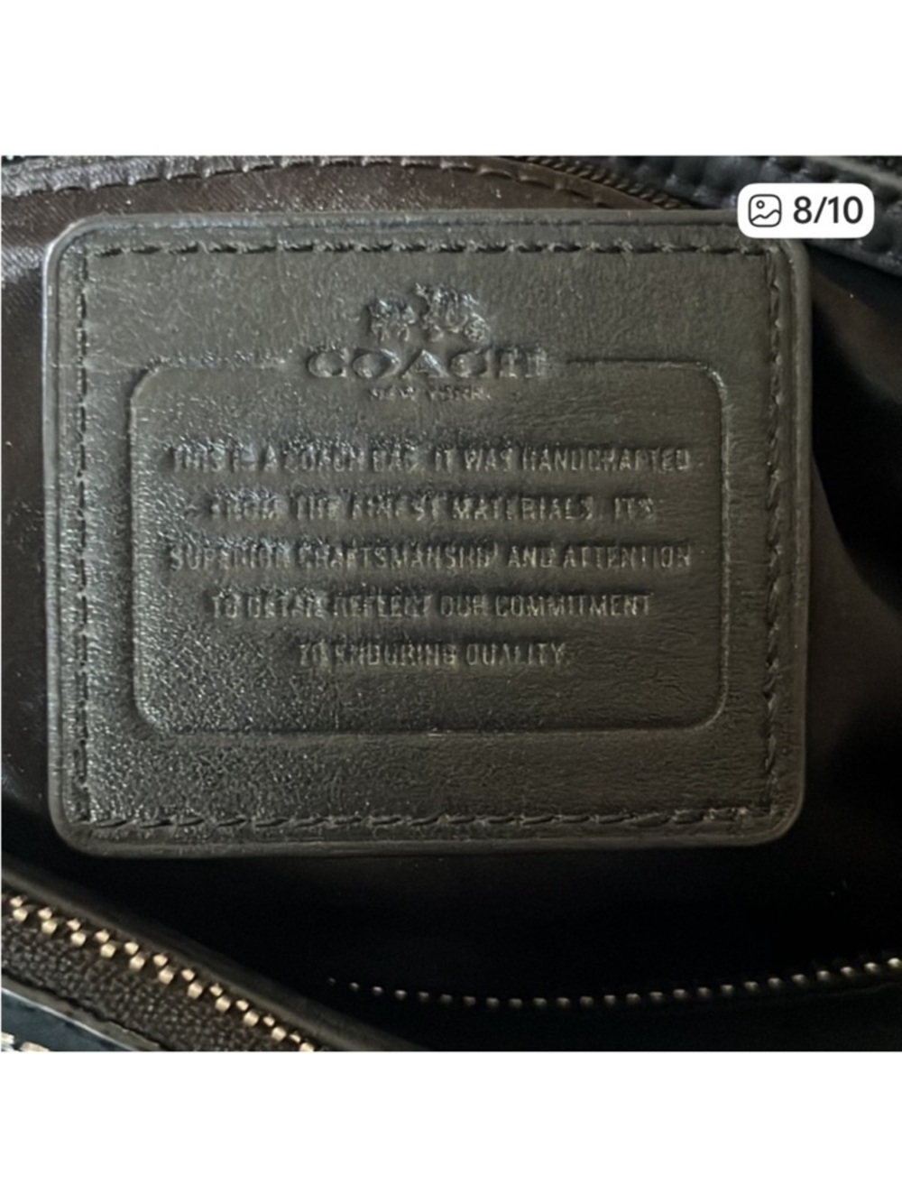 Coach Black Leather Double-Handle Shoulder Tote - Picture 8 of 9